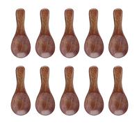 Adfaga Mini cucharas de madera natural Juego de 10 cucharaditas de madera pequeñas hechas a mano para cocina Cocinar Miel Mermelada Azúcar Sal Aceite Condimento Schima Superba Mad