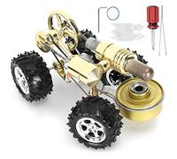 Adfaga Modelo de Motor Stirling Física Ciencia Juguete Miniatura Coche Motor Regalo Educativo para Estudiantes Ingenieros Aficionados Aleación de Zinc 15,8x11,4x9cm Listo para Usar
