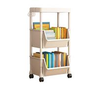 Adfaga Movable Storage Cart Large Capacity Rolling Bookshelf with Wheels for Kitchen Bedroom Plastic Storage Rack 35 x 28 x 65cm