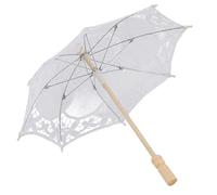 Adfaga Paraguas de Encaje Nupcial Hecho a Mano Premium Elegante Accesorio de fotografía de Boda Accesorio de Ceremonia al Aire Libre Blanco Beige S L tamaño (Trompeta Blanca como la Leche)