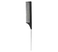 Adfaga Peine de de rata de acero profesional, herramienta de peinado, peine de peluquero, peine para mujeres, hombres, peluquería, acero inoxidable ABS liso, 23cm (Negra)
