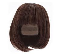Adfaga Peluca de muñeca, flequillo recto, longitud hasta los hombros, pelo corto, fibra suave, estilo de corte fácil para muñecas articuladas de 1/3, juego de rol, vestir, materia (Marrón oscura)