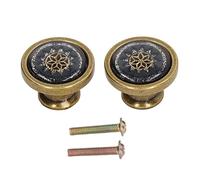 Adfaga Perilla de manija para muebles antiguos, manija redonda de aleación de zinc para puerta de gabinete, reemplazo de un solo orificio para armarios, aparadores, cajones, 2 juegos, (Cobre Negro)