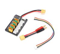 Adfaga Placa de Carga paralela XT60 Cargador de batería Lipo de Grado Profesional 3S 4S con Pantalla LCD reemplazable para Drones RC Coches Construcción de plástico ABS