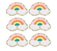 Adfaga Rainbow Iron On Patches 6pcs coloridos parches de ropa de bricolaje de algodón bordado para niños Bolsas de adolescencia Crafting 7.3x4cm Diseño de nubes brillantes