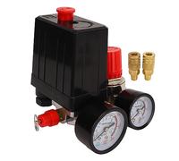 Adfaga Regulador de interruptor de presión de compresor de aire, válvula de control ajustable de latón de 0 180PSI con manómetro, kit 3 en 1 para compresores de aire industriales y