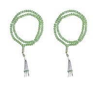 Adfaga Rosario Tasbih de Cuentas Musulmanas de Primera Calidad con Exquisitos Separadores de Mihrab para Diario y Regalo Esmalte de Colores Tamaño Mini Diámetro de Cuenta de 8 mm 2 (Verde)