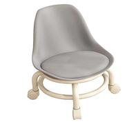 Adfaga Taburete bajo con Ruedas con Respaldo, Ruedas universales, Taburete Multifuncional, Asiento con Ruedas de Baja Altura para el hogar, Oficina, baño, Esponja de plástico, Meta (Gris)