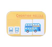 Adfaga Tarjetas educativas de aprendizaje con caja de hierro, juego cognitivo de correspondencia, tarjetas flash para niños pequeños, 32 piezas, vehículos, animales, frutas, bienes (Estilo de tráfico)