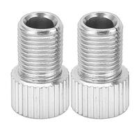 Adfaga TO Schrader Valve Converter Heavy Duty Aluminum Alloy Bicycle Pump Adapter for Road Bike Mountain Bike with Leak Proof Rubber Seal 2 Pieces Set 15mm x 9.5mm (Silver)