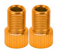 Adfaga TO Schrader Valve Converter Heavy Duty Aluminum Alloy Bicycle Pump Adapter for Road Bike Mountain Bike with Leak Proof Rubber Seal 2 Pieces Set 15mm x 9.5mm (Golden)
