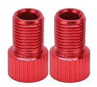 Adfaga TO Schrader Valve Converter Heavy Duty Aluminum Alloy Bicycle Pump Adapter for Road Bike Mountain Bike with Leak Proof Rubber Seal 2 Pieces Set 15mm x 9.5mm (Red)