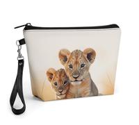 ADFGYERH Bolsa de maquillaje de león pequeño Travelm, bolsa de cosméticos de gran capacidad para mujer, bolsa de aseo con asa para el cuidado de la piel, cepillos y artículos esenciales de viaje