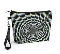 ADFGYERH Bolsa de maquillaje en espiral con ilusión óptica Gif Travelm, bolsa de cosméticos de gran capacidad para mujeres, bolsa de aseo con asa para el cuidado de la piel, cepillos y artículos