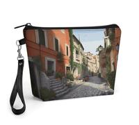 ADFGYERH Bolsa de maquillaje Street of Italy Travelm, bolsa de cosméticos de gran capacidad para mujeres, neceser con asa para el cuidado de la piel, cepillos y artículos esenciales de viaje