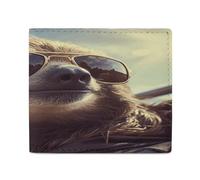 ADFGYERH Cartera de perezoso con lentes de sol, bloqueo RFID, delgada, tarjetero minimalista, cartera plegable para hombres y mujeres, compacta para viajes