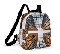 ADFGYERH Mochila Skyscraper Looking Up at Sky de tela Oxford impermeable, para mujer, parte inferior sólida, cómoda y práctica, bolsa para laptop, adecuada para negocios o ocasiones informales, unisex