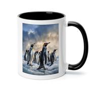 ADFGYERH Sea Penguin - Taza de café de cerámica de 325 ml, taza de café con asa, tazas Demitasse para café con leche y chocolate caliente, regalo de oficina de vacaciones, apto para microondas