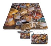 ADFGYERH Sea Shell Treasures - Tapete plegable para exteriores, superficie impermeable, fácil de limpiar, para campamento en pastizales de primavera y verano