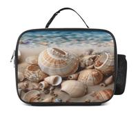 ADFGYERH Seashells by The Seashore - Bolsa de almuerzo con soporte para botella de agua, lonchera aislada reutilizable, bolsa de almuerzo para mujeres y hombres, para el trabajo, picnic, viajes