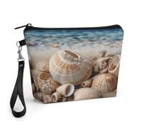 ADFGYERH Seashells by The Seashore - Bolsa de maquillaje Travelm, bolsa de cosméticos de gran capacidad para mujeres, neceser con asa para el cuidado de la piel, cepillos y artículos esenciales de