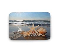ADFGYERH Seashells on The Beach - Alfombra de baño lavable, antideslizante, terciopelo coral, alfombra de área para suelo de baño, bañera y ducha, accesorios de decoración del hogar, 15.7 x 23.6