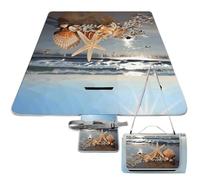 ADFGYERH Seashells on The Beach - Tapete plegable para exteriores, superficie impermeable, fácil de limpiar, para campamento en pastizales de primavera y verano
