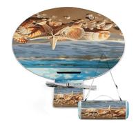 ADFGYERH Seashells on The Sandy Beach - Mantas redondas plegables y ligeras, manta de playa impermeable, manta al aire libre para primavera, verano, camping, parque, viajes, hierba