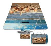 ADFGYERH Seashells on The Sandy Beach - Tapete plegable para exteriores, superficie impermeable, fácil de limpiar, para campamento en pastizales de primavera y verano