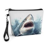 ADFGYERH Shark in The Sea - Bolsa de maquillaje Travelm, bolsa de cosméticos de gran capacidad para mujeres, neceser con asa para el cuidado de la piel, cepillos y artículos esenciales de viaje