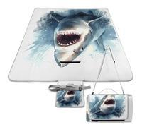 ADFGYERH Shark in The Sea - Tapete plegable para exteriores, superficie impermeable, fácil de limpiar, para campamento en pastizales de primavera y verano