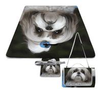ADFGYERH Shih Tzu - Tapete plegable para exteriores, manta de playa, superficie impermeable, manta de viaje fácil de limpiar, para campamento en pastizales de primavera y verano