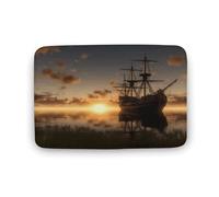 ADFGYERH Ship in The Lake Sunset - Alfombra de baño lavable, antideslizante, terciopelo coral, alfombra de área para suelo de baño, bañera y ducha, accesorios de decoración del hogar, 15.7 x 23.6