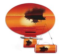 ADFGYERH Silhouette of The Tanker Ship on Red Sunrise - Mantas de picnic redondas, plegables, ligeras, manta de playa impermeable, manta al aire libre para primavera, verano, camping, parque, viajes