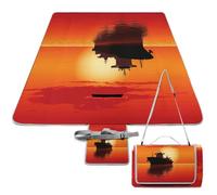 ADFGYERH Silhouette of The Tanker Ship on Red Sunrise - Tapete plegable para exteriores, superficie impermeable, fácil de limpiar, para campamento en pastizales de primavera y verano