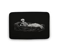 ADFGYERH Skeleton in The Coffin - Alfombra de baño lavable, antideslizante, terciopelo coral, alfombra de área para suelo de baño, bañera y ducha, accesorios de decoración del hogar, 19.7 x 31.5