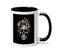 ADFGYERH Skull in Darkness - Taza de café de cerámica de 325 ml, taza de café con asa, tazas Demitasse para café con leche y chocolate caliente, regalo de oficina de vacaciones, apto para microondas