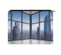 ADFGYERH Skyscraper Buildings - Bolsa de maquillaje para mujer, bolsa de cosméticos portátil con cremallera, bolsa de aseo de viaje para cosméticos y brochas de maquillaje