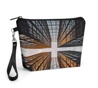 ADFGYERH Skyscraper Looking Up at Sky - Bolsa de maquillaje Travelm, bolsa de cosméticos de gran capacidad para mujer, bolsa de aseo con asa para el cuidado de la piel, cepillos y artículos esenciales