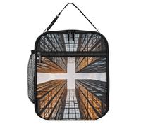 ADFGYERH Skyscraper Looking Up at Sky - Lonchera reutilizable de alta capacidad, bolsa de almuerzo para hombres y mujeres, portátil aislada, bolsa de almuerzo para obras de construcción, trabajo y uso