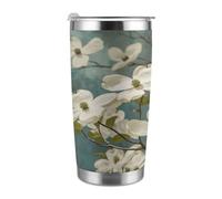 ADFGYERH Spring Dogwood Blossoms- Taza de viaje portátil para coche, cabe en el portavasos del coche, taza de viaje de café de 20 onzas, taza de viaje reutilizable a prueba de fugas, regalo para