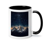 ADFGYERH Starry Night The Mountains - Taza de café de cerámica de 325 ml, taza de café con asa, tazas Demitasse para café con leche y chocolate caliente, regalo de oficina de vacaciones, apto para
