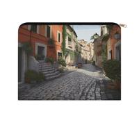 ADFGYERH Street of Italy - Bolsa de maquillaje para mujer, bolsa de cosméticos portátil con cremallera, bolsa de aseo de viaje para cosméticos y brochas de maquillaje