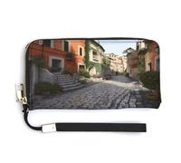 ADFGYERH Street of Italy - Bolso largo de viaje con bolsillo para monedas, bolsa de mano con bloqueo RFID, cremallera alrededor, gran capacidad, cartera para mujer para viajes y trabajo