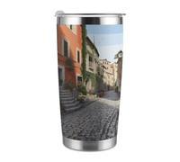 ADFGYERH Street of ItalyTaza portátil de viaje para coche, cabe en el portavasos del coche, taza de viaje de café de 20 onzas, taza de viaje reutilizable a prueba de fugas, regalos para mujeres y