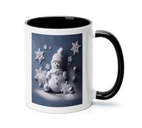 ADFGYERH Taza de café de cerámica de 325 ml, diseño de muñeco de nieve, estrellas y copos de nieve, taza de café con asa, tazas Demitasse para café con leche y chocolate caliente, regalo de oficina