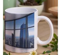 ADFGYERH Taza de cerámica con diseño de rascacielos, cómoda de sostener, taza de café gruesa, regalo de boda para café, té, cacao caliente, leche caliente, etc.