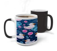 ADFGYERH Taza de varios patos de dibujos animados, hecha de cerámica, cómoda de sostener, taza de café sensible al calor que cambia de color, taza de viaje de café, adecuada para café, té, cacao