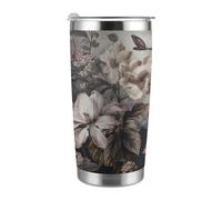 ADFGYERH Taza de viaje portátil con estampado floral de primavera, cabe en el portavasos del coche, taza de viaje de café de 20 onzas, taza de viaje reutilizable a prueba de fugas, regalos para