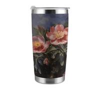 ADFGYERH Taza de viaje portátil de flores de primavera, cabe en el portavasos del coche, taza de viaje de café de 20 onzas, taza de viaje reutilizable a prueba de fugas, regalos para mujeres y hombres